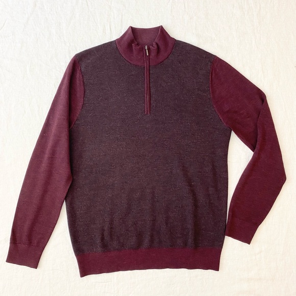 Patrick Assaraf Quarter Zip Extra Fine Merino Wool Sweater Men's L - Picture 4 of 11